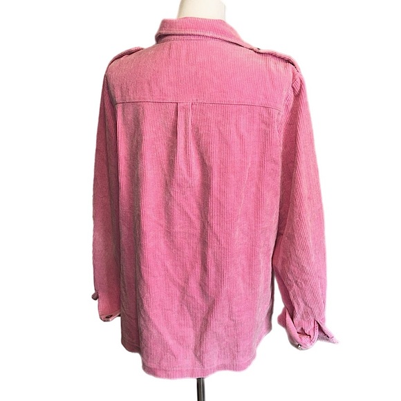 Pink Buttoned Flap Pocket Corduroy Jacket - Picture 5 of 9